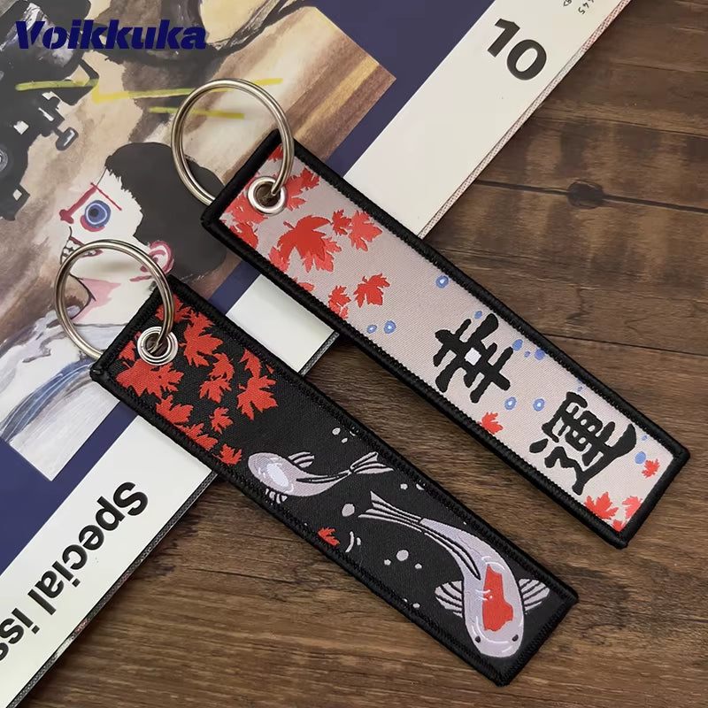 1PC 3PCS Set Sale Both Sides Embroidery Cute Anime Tag Key Chain Motorcycle Car Backpack Keychain Holiday Gifts Wholesale