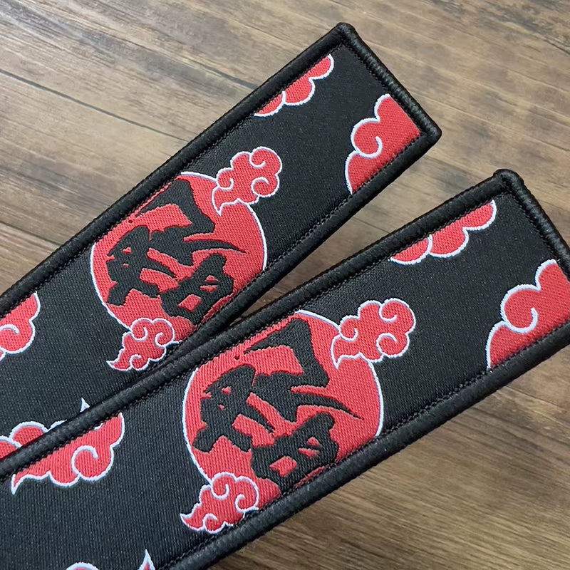 1Pc 2Pcs 3Pcs Set Sale Double Sided Embroidery Akatsuki Logo Red Cloud Weave Tag Keychain Motorcycle Key Accessories Wholesale
